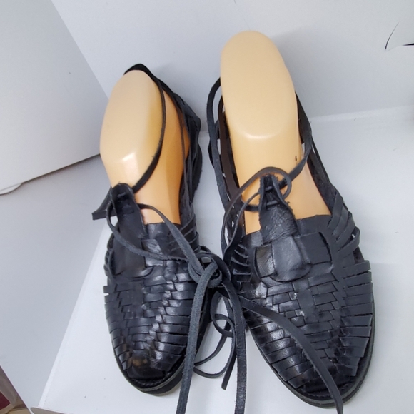 Chamula Sayulita black lace up woven sandals 10 - Picture 3 of 5